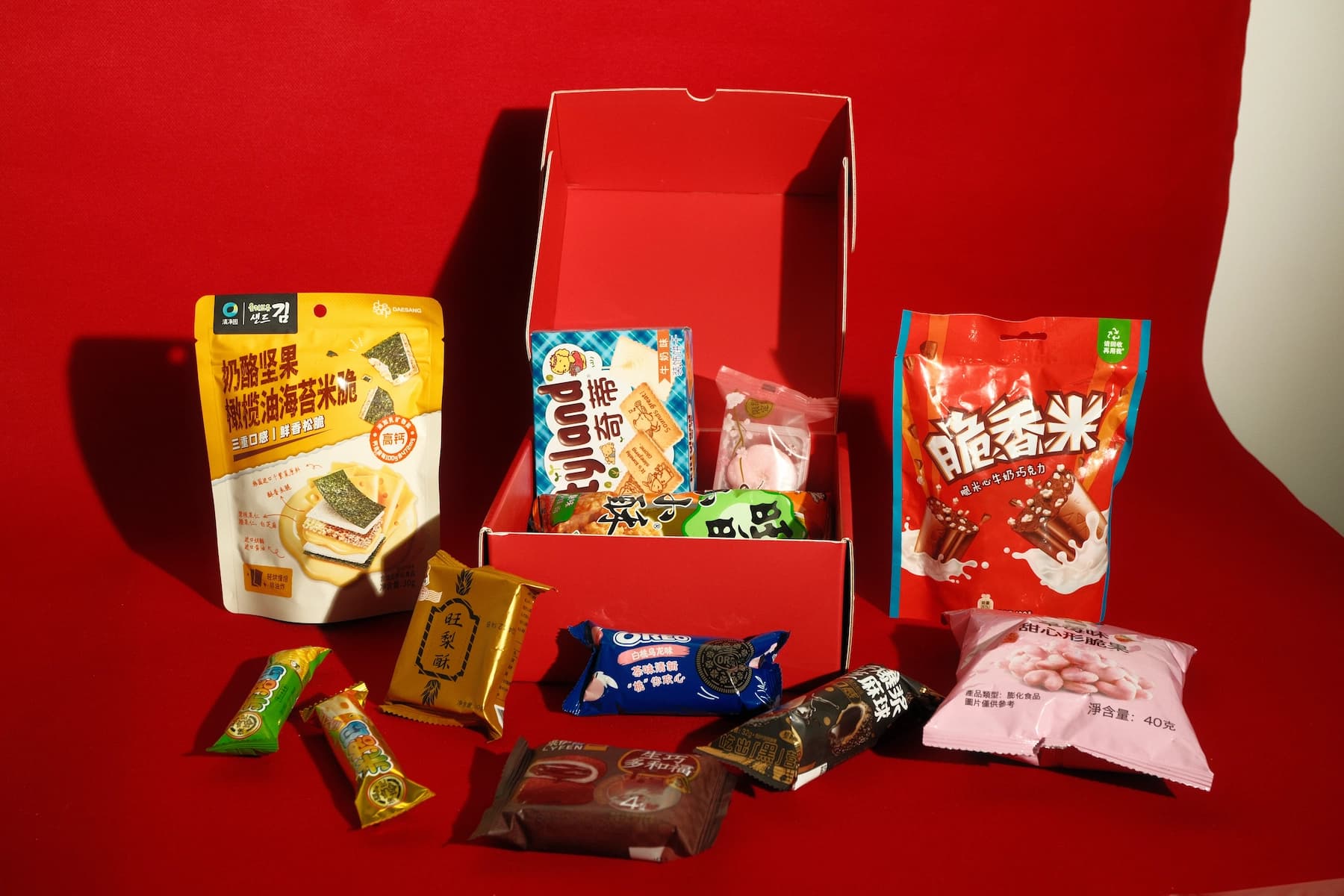 chinese snack box product photography